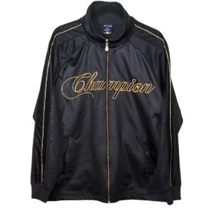 Rare Champion x Japan Black Satin Gold Script Track Jacket Hypebeast Collectors